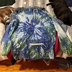 Blue and green tie dye windbreaker